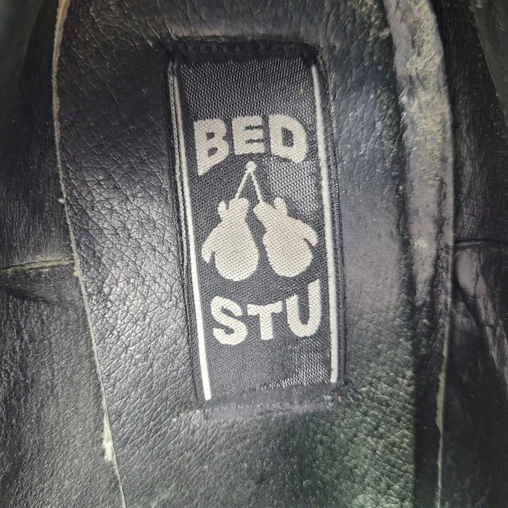 Vintage Bed Stu Shoes 10.5M Black Leather Lug Sole Chunky Cap Toe Y2K Oxfords